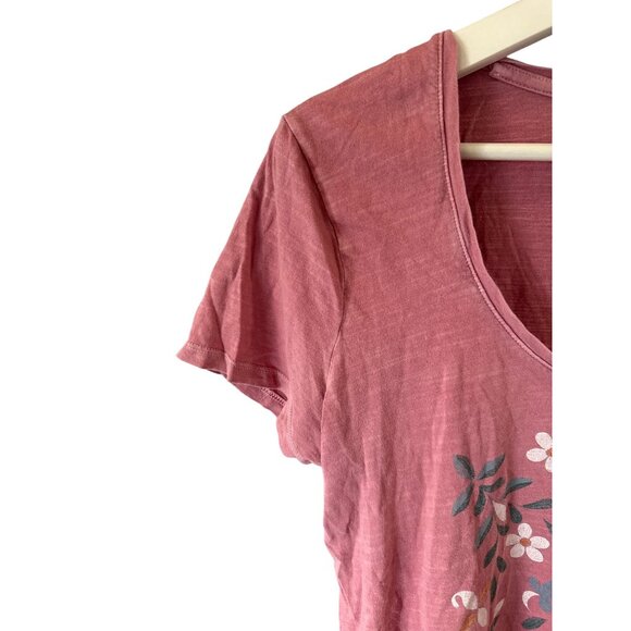 Lucky Brand Women's Floral Graphic Tee Pink Small Feminine Casual T Shirt - Picture 3 of 5